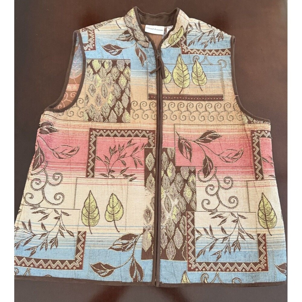Vintage Alfred Dunner Women's Size 10 FALL Leaves Foliage Tapestry Vest BOHO